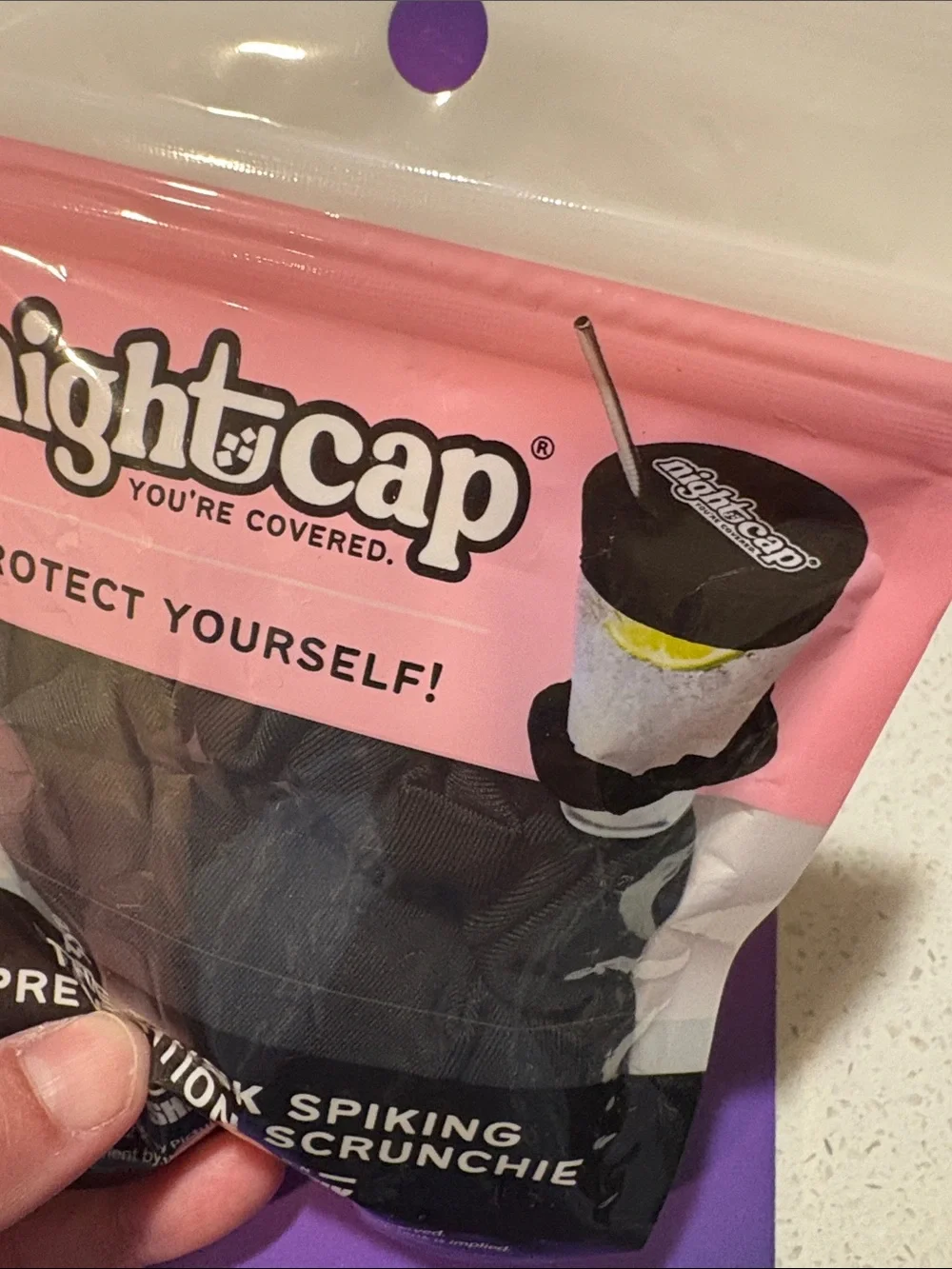 Nightcap Drink Spiking Prevention Scrunchie - Black